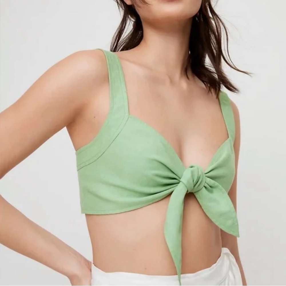 Green Tie-Front Crop Top